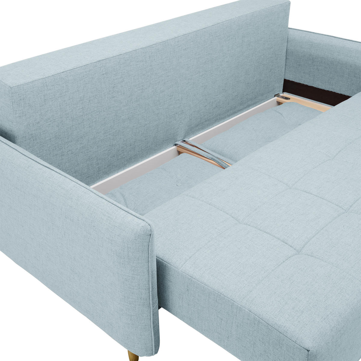 SCHLAFSOFA Webstoff Hellblau  - Eichefarben/Hellblau, Design, Holz/Textil (227/98/113cm) - Carryhome