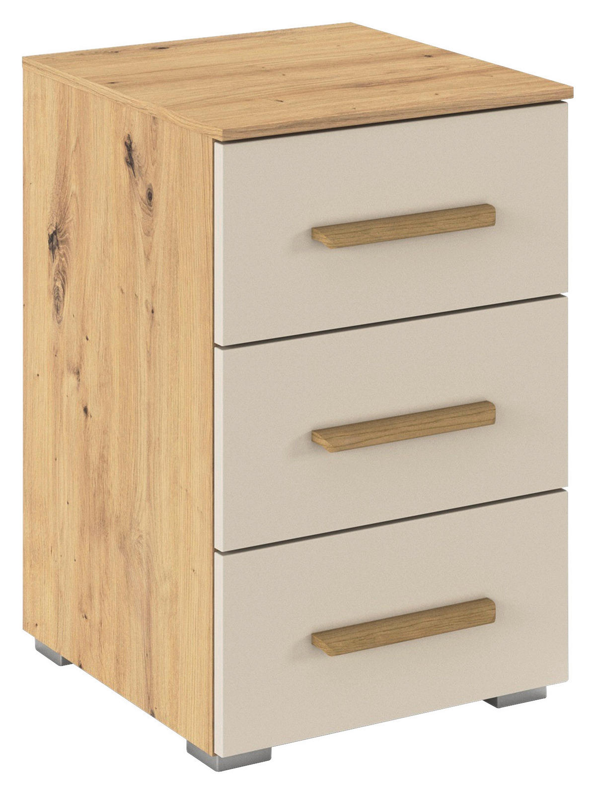 NACHTKÄSTCHEN 40/61/42 cm  in Champagner, Eiche Artisan  - Champagner/Alufarben, KONVENTIONELL, Holz/Holzwerkstoff (40/61/42cm) - Xora
