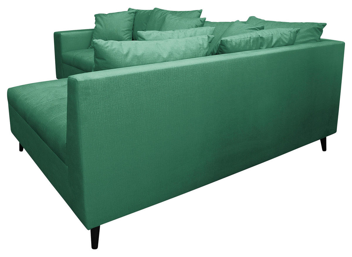 Ecksofa inkl. Hocker in Mikrofaser Grün  - Schwarz/Grün, Design, Holz/Textil (247/174cm) - MID.YOU