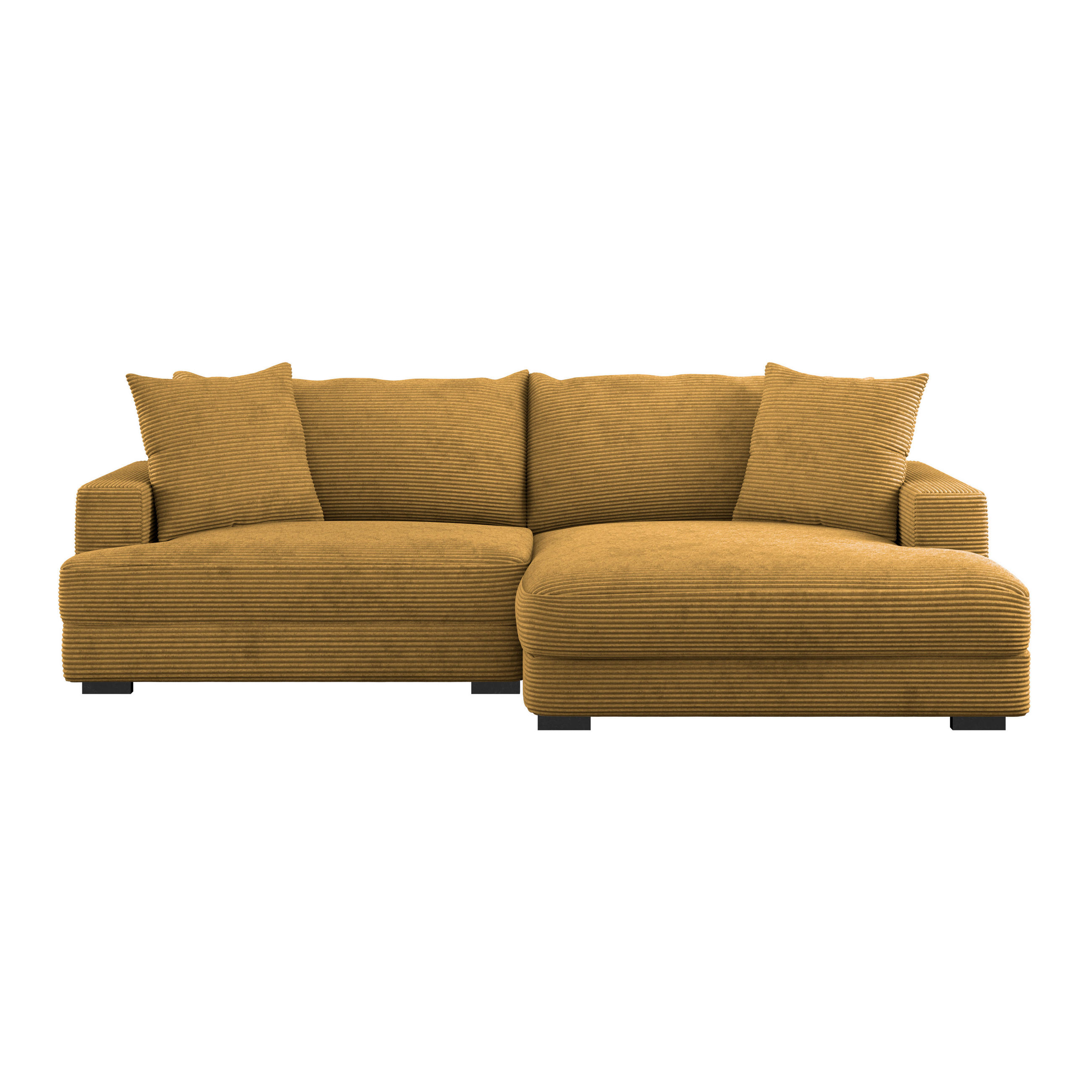 ECKSOFA Senfgelb Cord  - Senfgelb/Schwarz, MODERN, Textil (265/180cm) - P & B