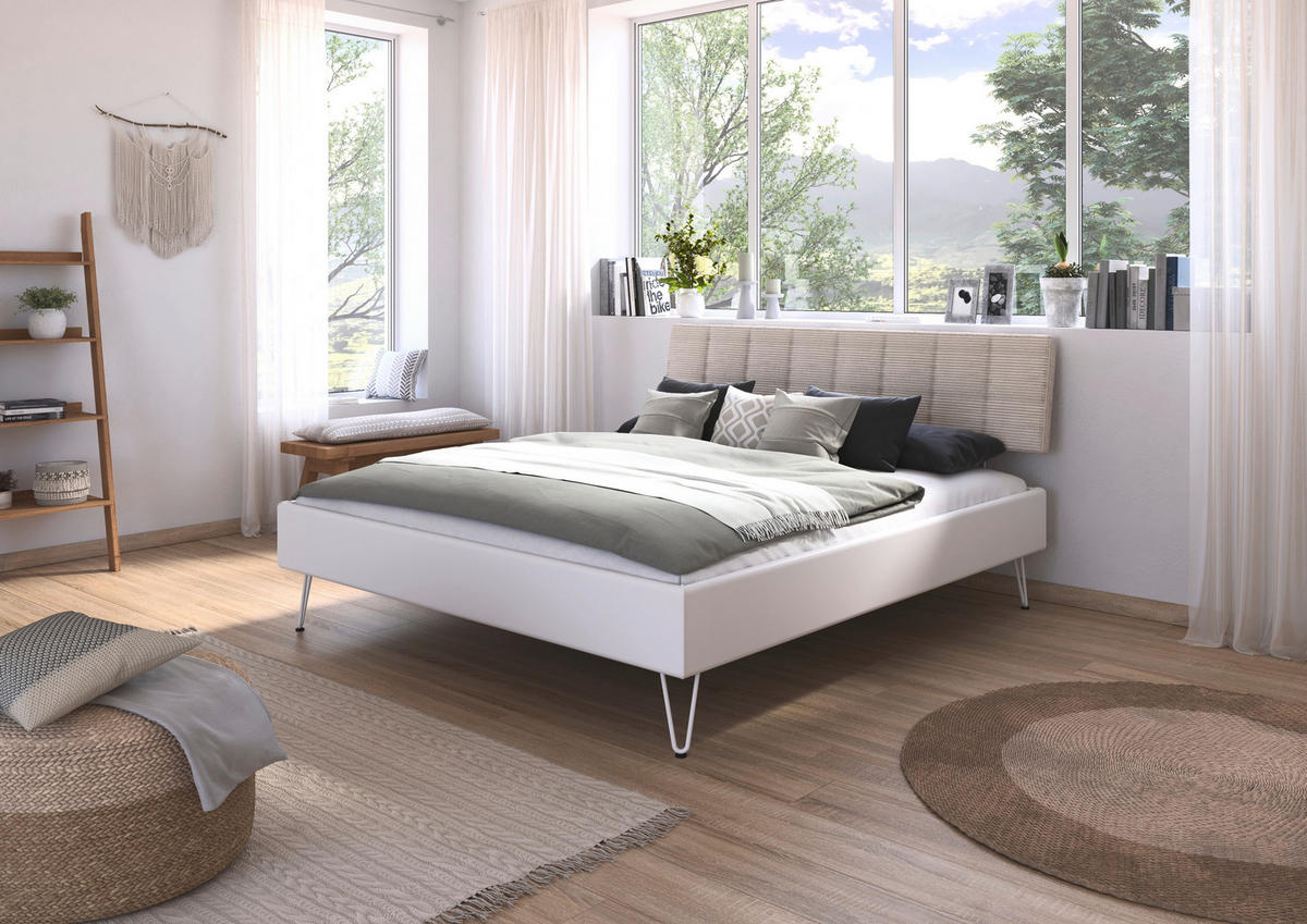 BETT 180/200 cm  in Weiß  - Weiß, Design, Holzwerkstoff/Textil (180/200cm) - Carryhome