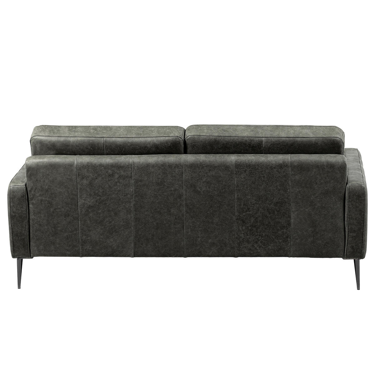 2-SITZER-SOFA SPRING in Lederlook Echtleder Grau  - Schwarzchrom/Grau, Design, Leder/Textil (157/85/92cm) - Livetastic