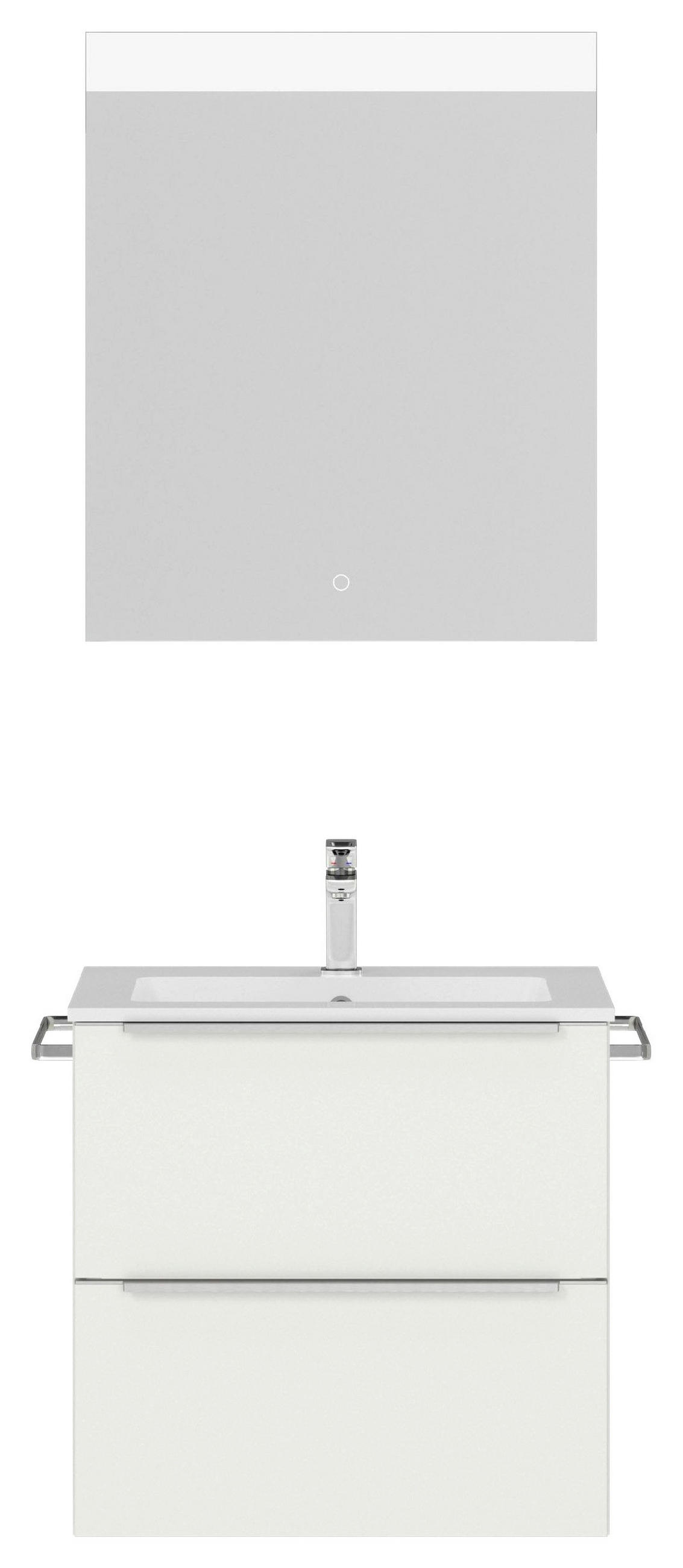 BADEZIMMER  in 61 cm  - Edelstahlfarben/Weiß, MODERN, Holzwerkstoff/Stein (61cm) - Nobilia