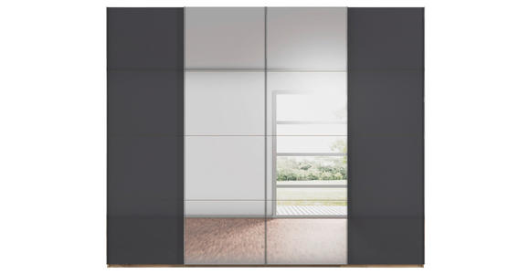 SCHWEBETÜRENSCHRANK 271/235/68 cm 4-türig Schwarz, Eiche Artisan - Chromfarben/Schwarz, Design, Glas/Holzwerkstoff (271/235/68cm) - Novel