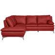 ECKSOFA Rot Echtleder  - Chromfarben/Rot, Design, Leder/Metall (224/252cm) - Novel