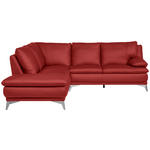 ECKSOFA Rot Echtleder  - Chromfarben/Rot, Design, Leder/Metall (224/252cm) - Novel