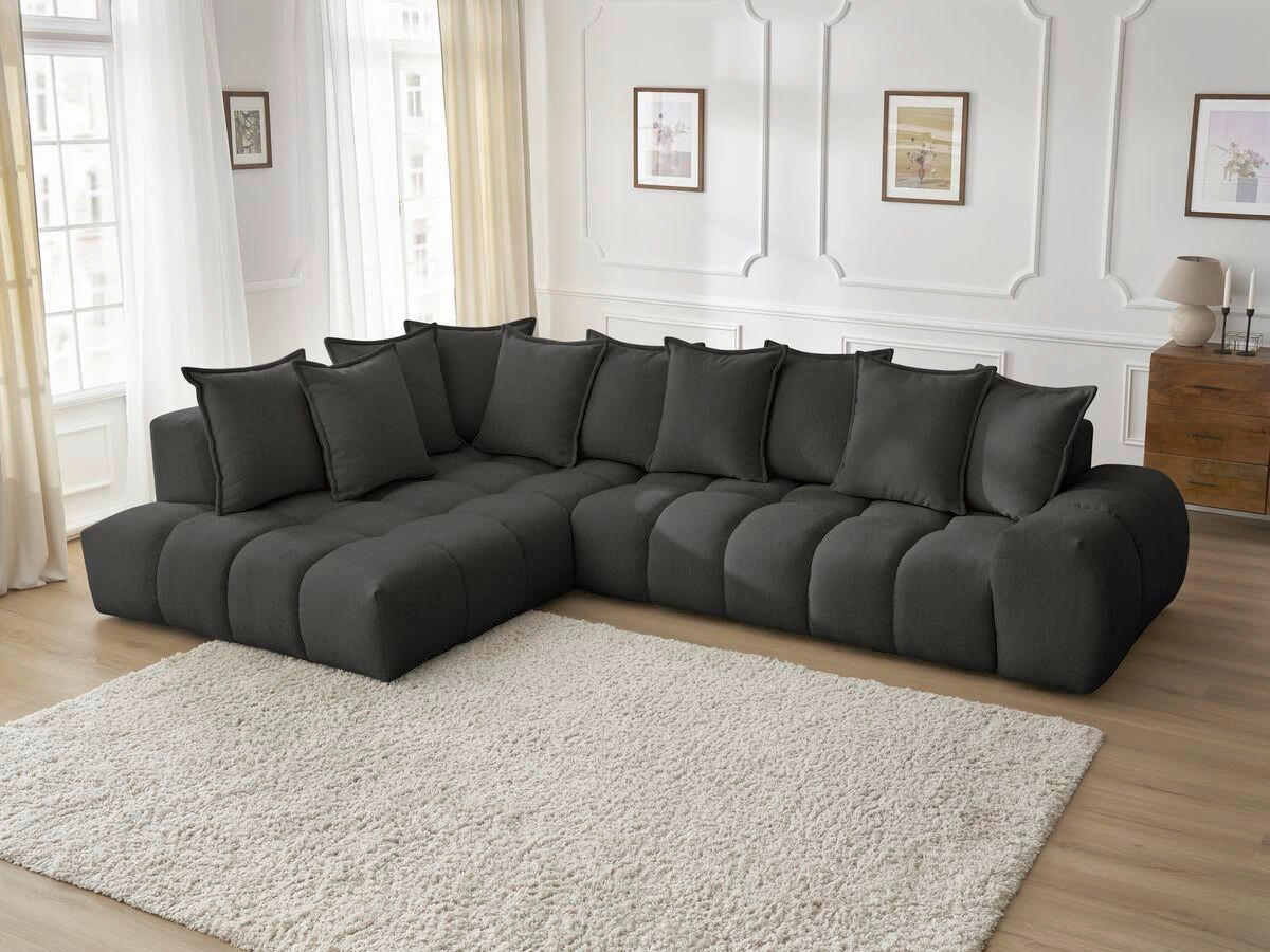 ECKSOFA Ottomane links  EVEREST Struktur  - Schwarz, MODERN, Kunststoff/Textil (210/352cm)