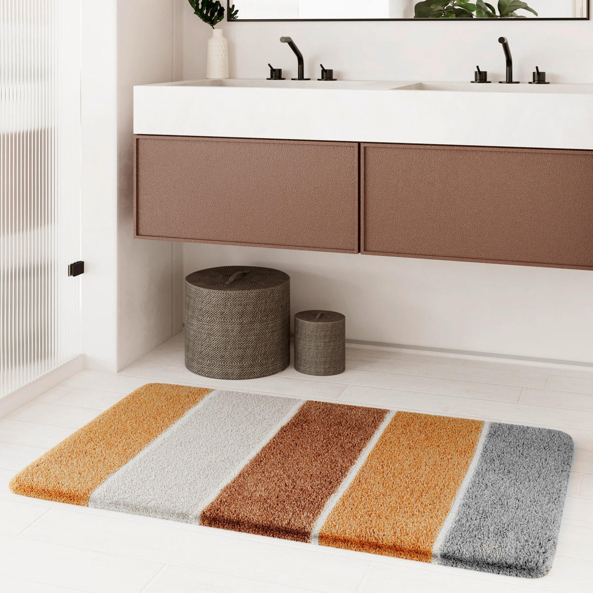 BADTEPPICH Braun, Grau, Terracotta 80/150 cm  - Terracotta/Braun, Basics, Kunststoff/Textil (80/150cm) - WECON HOME