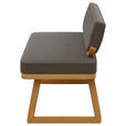SITZBANK 190/80/52 cm Flachgewebe Graubraun, Eichefarben Eiche massiv  - Eichefarben/Graubraun, Basics, Holz/Textil (190/80/52cm) - Carryhome