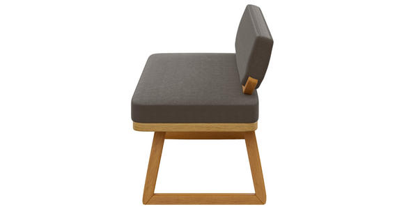 SITZBANK 190/80/52 cm Flachgewebe Graubraun, Eichefarben Eiche massiv  - Eichefarben/Graubraun, Basics, Holz/Textil (190/80/52cm) - Carryhome