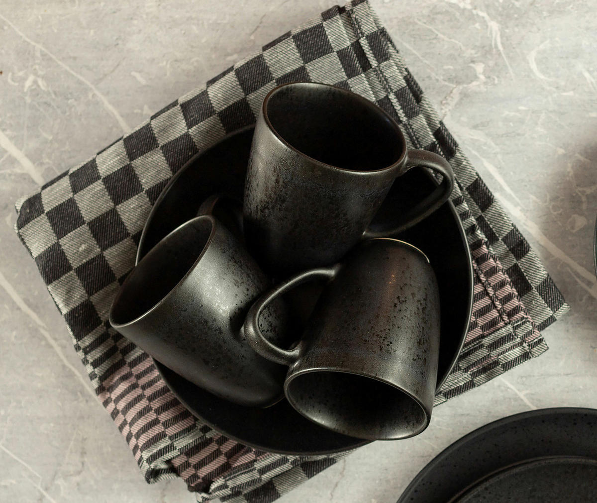 FRÜHSTÜCKSSET Essential  - Schwarz, Trend, Keramik - Mäser