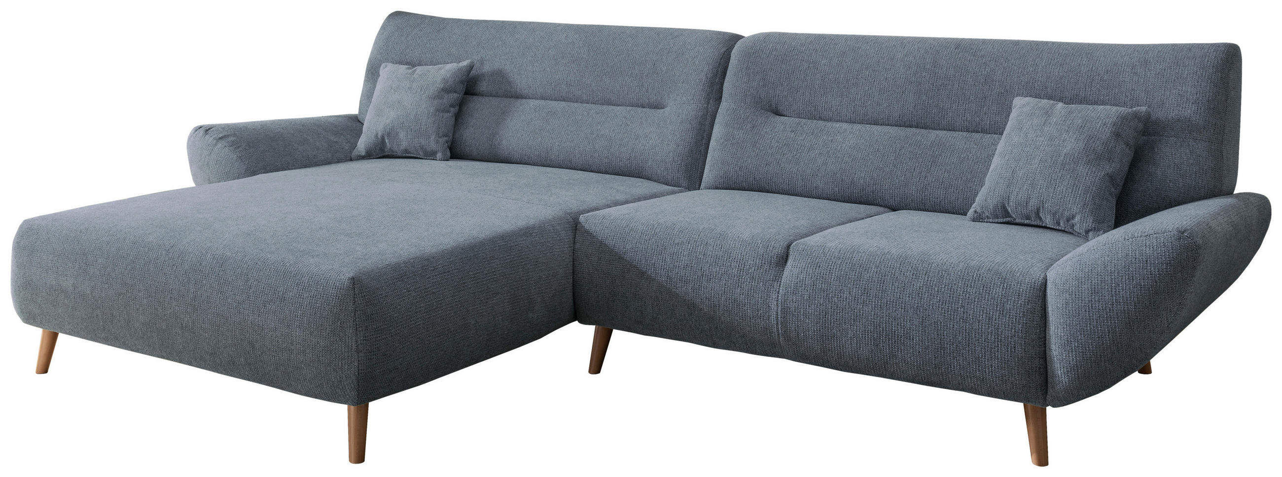 ECKSOFA 166/290 cm  in Chenille Hellblau Zierkissen  166/290 cm  - Wildeiche/Hellblau, MODERN, Holz/Textil (166/290cm) - P & B