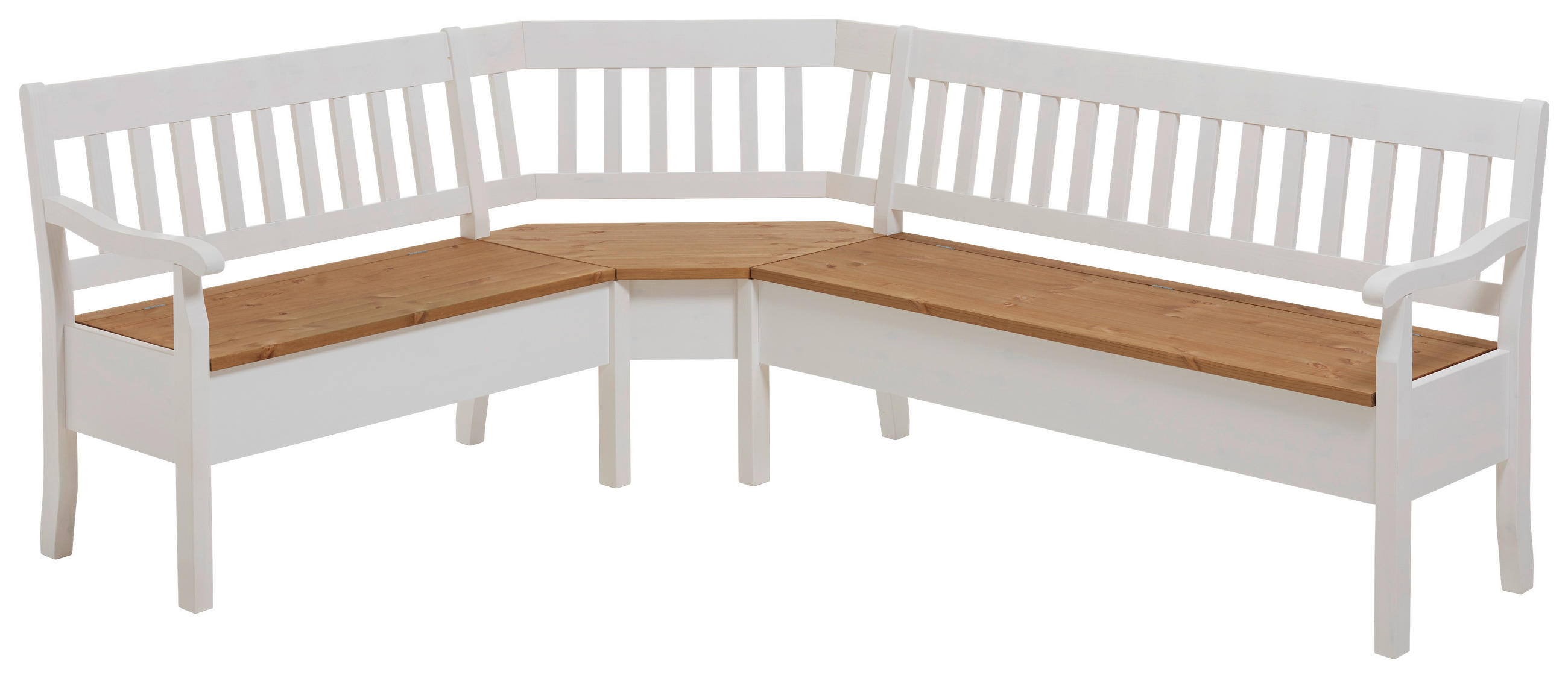 ECKBANK 170/213 cm Weiß, Laugenfarbig Kiefer massiv - Laugenfarbig/Weiß, ROMANTIK / LANDHAUS, Holz (170/213cm) - Boxxx