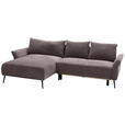 ECKSOFA Braun Chenille  - Schwarz/Braun, KONVENTIONELL, Textil/Metall (164/255cm) - Carryhome