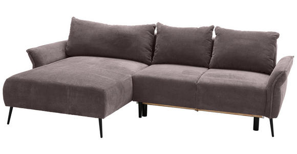 ECKSOFA Braun Chenille - Schwarz/Braun, KONVENTIONELL, Textil/Metall (164/255cm) - Carryhome