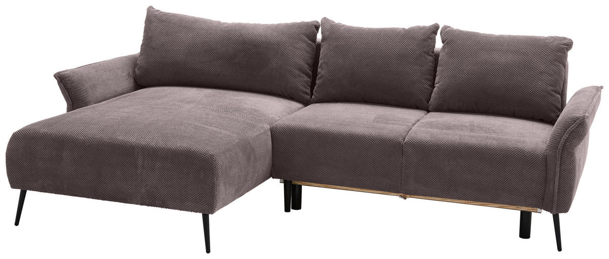 HÖRNSOFFA i chenille brun  - brun/svart, Klassisk, metall/textil (164/255cm) - MID.YOU