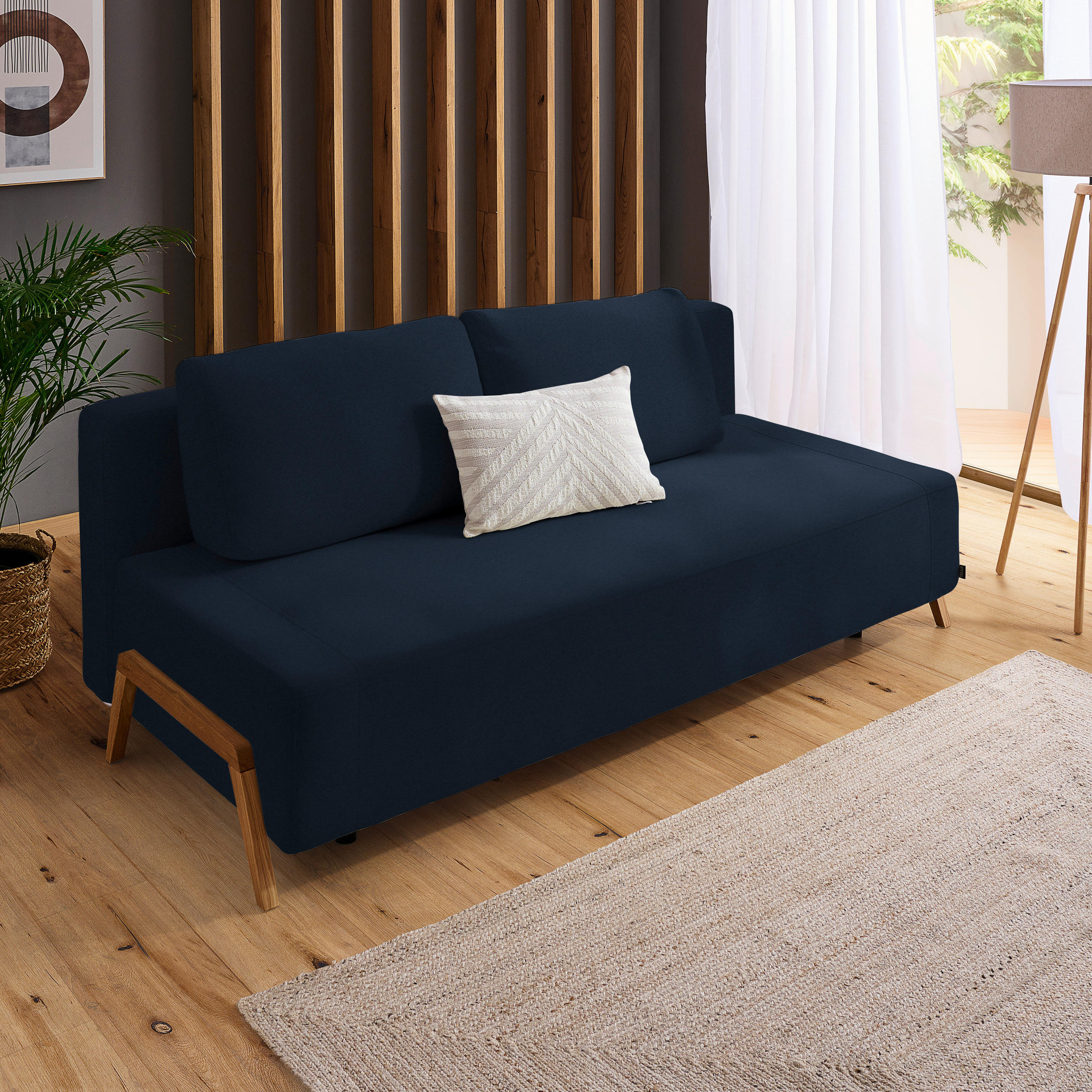 SCHLAFSOFA in Textil Dunkelblau  - Naturfarben/Dunkelblau, Design, Holz/Textil (211/88/102cm) - Niels Andersson