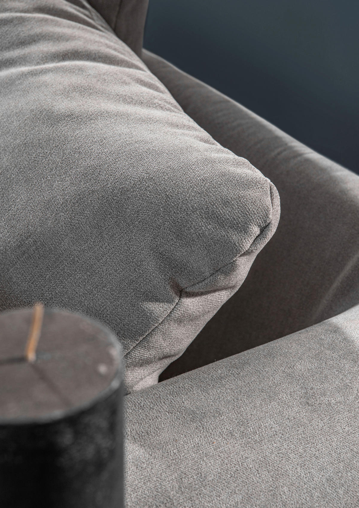 BIGSOFA Flachgewebe Hellgrau  - Dunkelbraun/Hellgrau, KONVENTIONELL, Holz/Textil (270/80/110cm) - Livetastic