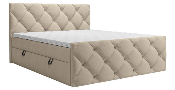 BOXBETT 200/200 cm  in Taupe  - Taupe/Schwarz, KONVENTIONELL, Kunststoff/Textil (200/200cm) - Carryhome