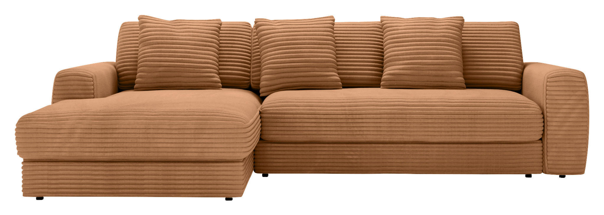 ECKSOFA in Cord Rostfarben  - Rostfarben/Schwarz, Modern, Kunststoff/Textil (182/302cm) - Carryhome