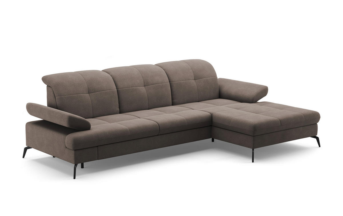 ECKSOFA in Flachgewebe Schlammfarben  - Schlammfarben/Schwarz, Konventionell, Textil/Metall (279/185cm) - Sit & More
