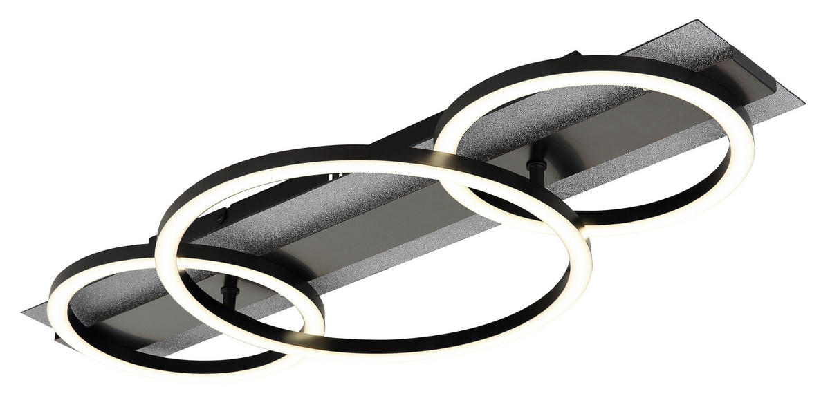 LED-DECKENLEUCHTE 62,2/30/8,8 cm   - Silberfarben/Schwarzchrom, Design, Kunststoff/Metall (62,2/30/8,8cm) - Globo