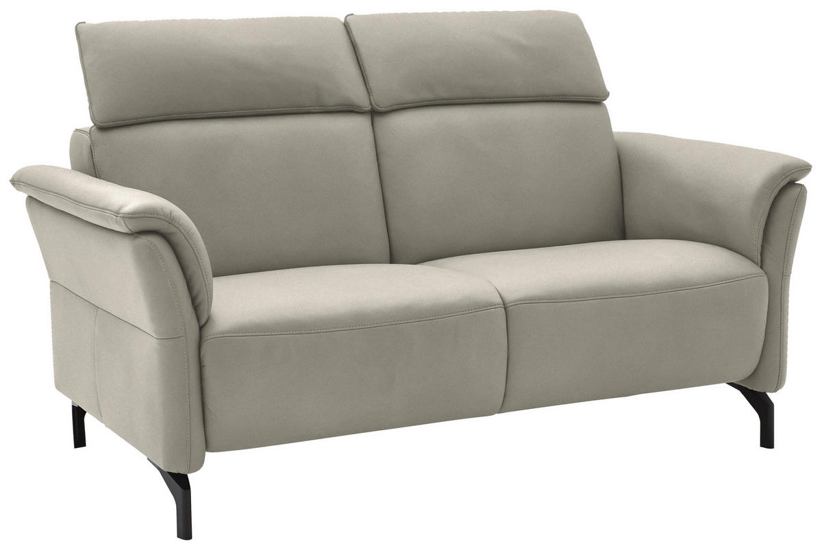 2-SITZER-SOFA in Echtleder Hellgrau  - Hellgrau/Schwarz, Konventionell, Leder/Metall (178/103/95cm) - Dieter Knoll