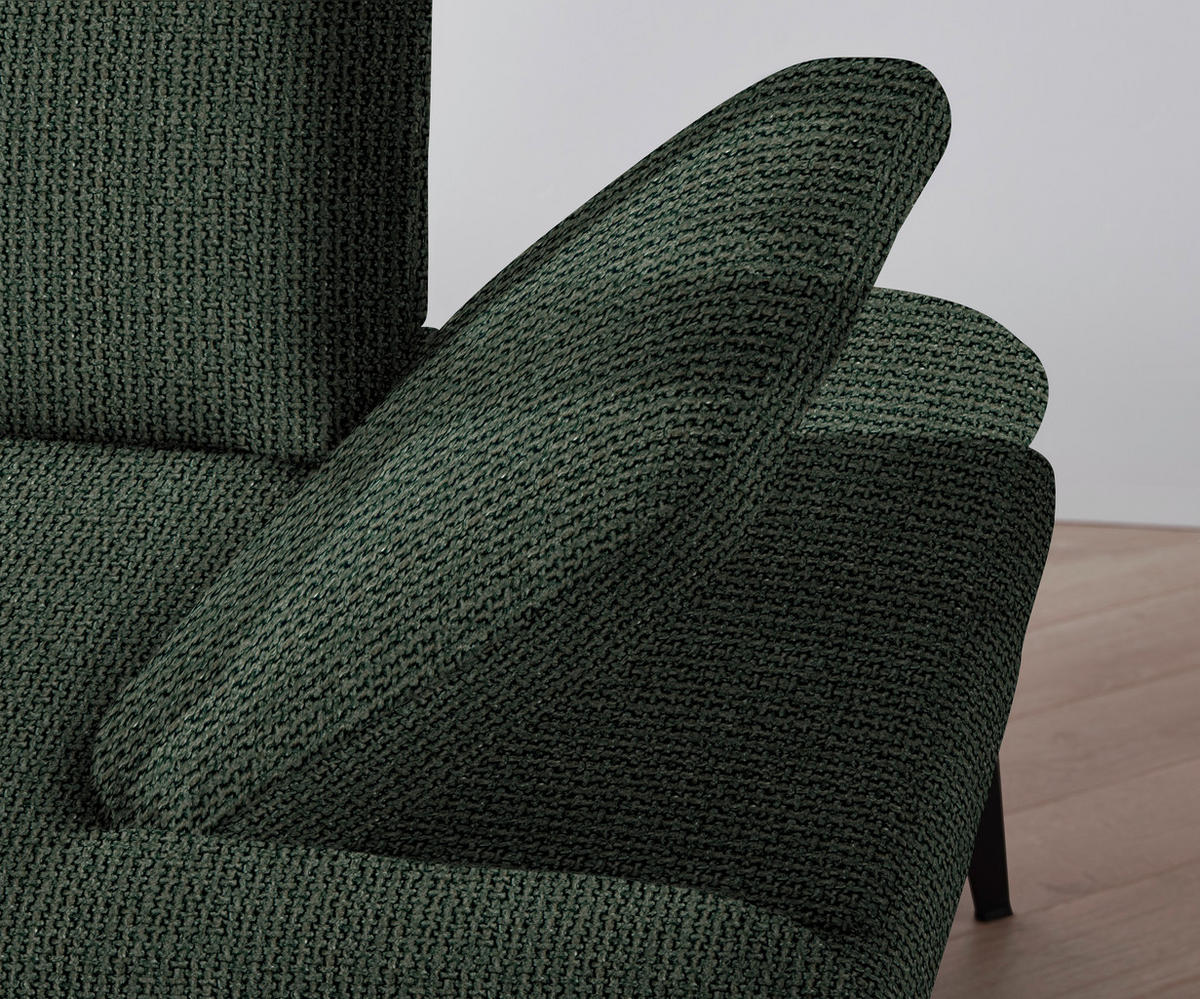 ECKSOFA in Webstoff Grün  - Schwarz/Grün, Design, Textil/Metall (180/289cm) - Stylife