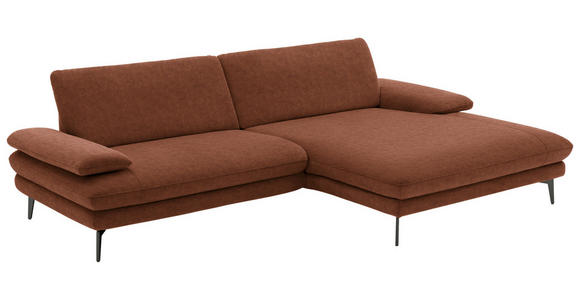 ECKSOFA in Velours Kupferfarben 284/184 cm - Schwarz/Kupferfarben, Design, Textil/Metall (284/184cm) - Dieter Knoll