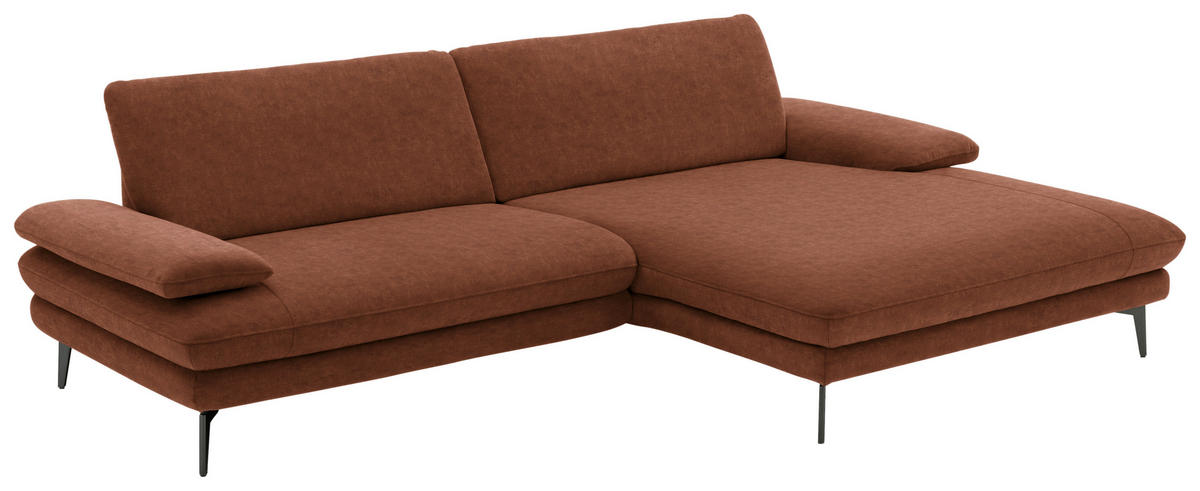 ECKSOFA in Velours Kupferfarben  - Schwarz/Kupferfarben, Design, Textil/Metall (284/184cm) - Dieter Knoll