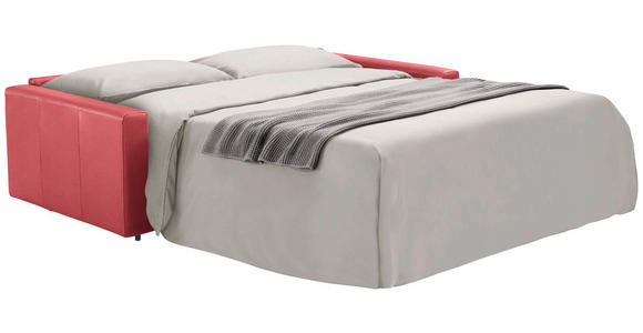 SCHLAFSOFA Bard in Echtleder Rot  - Rot/Hellgrau, KONVENTIONELL, Leder/Kunststoff (206/81/96cm) - Novel