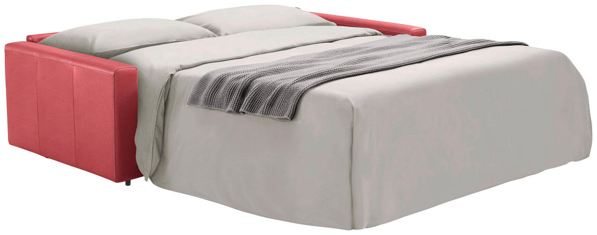 SCHLAFSOFA Rot  - Rot/Hellgrau, Konventionell, Leder/Kunststoff (206/81/96cm) - Novel