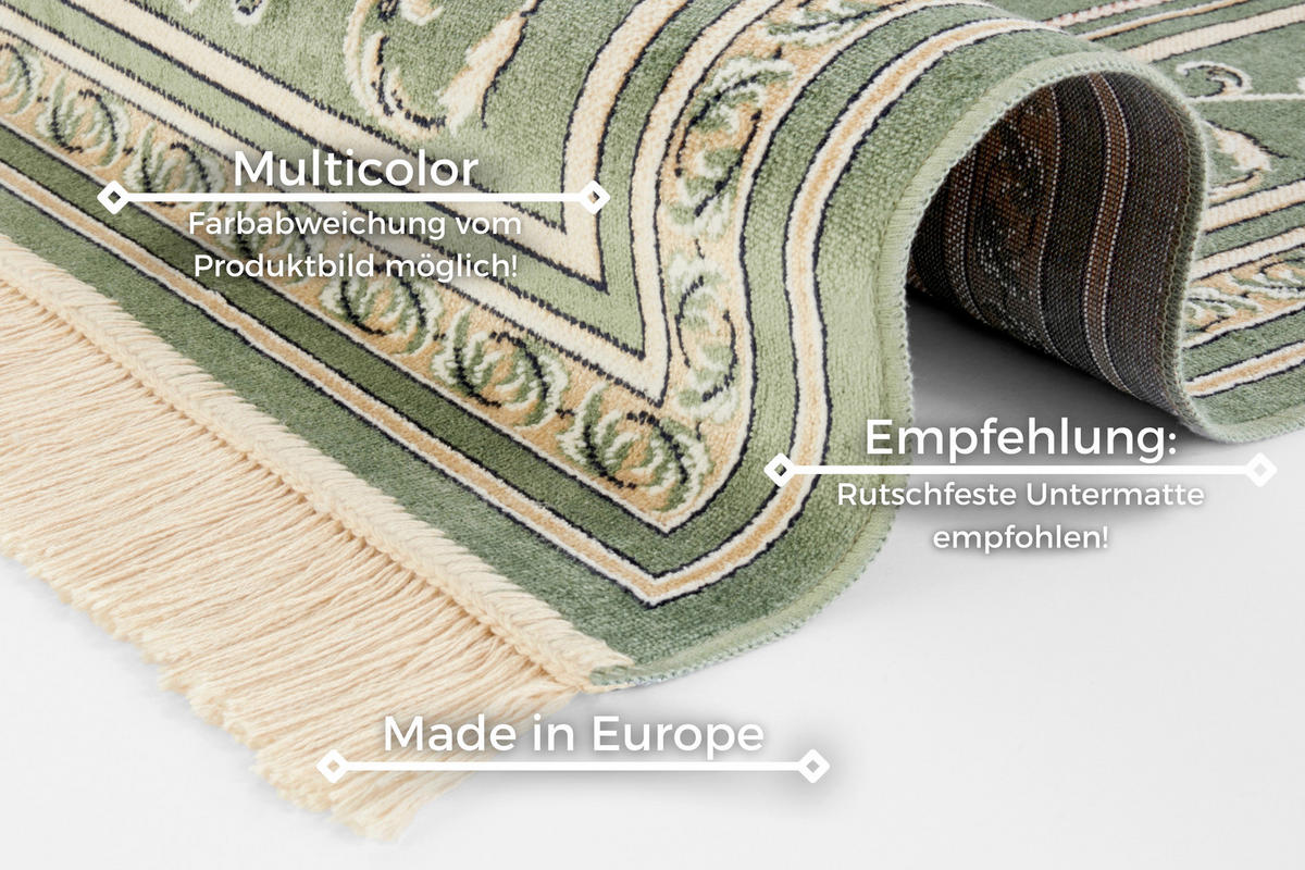 VINTAGE-TEPPICH 135/195 cm Naveh Creme, Hellgrün  - Creme/Hellgrün, Basics, Textil (135/195cm)