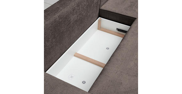 ECKSOFA in Plüsch Graubraun - Graubraun/Blaugrau, Design, Kunststoff/Textil (288/152cm) - Xora