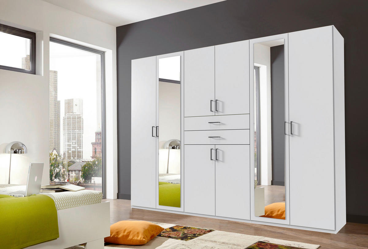 KLEIDERSCHRANK Weiss  - Weiss/Schwarz, Konventionell, Holzwerkstoff/Kunststoff (270/210/58cm) - P & B
