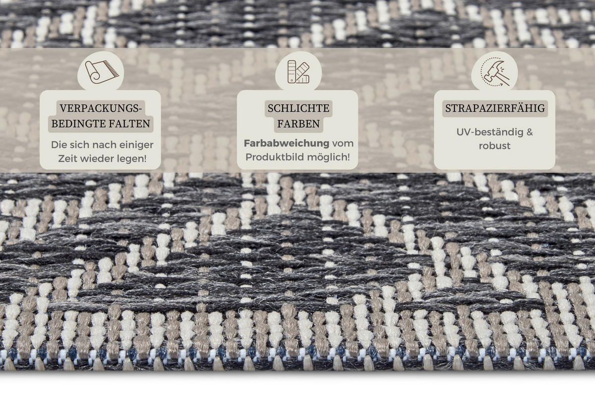 OUTDOORTEPPICH 63/120/120 cm Clyde Grau, Champagner  - Champagner/Grau, Design, Kunststoff/Textil (63/120/120cm) - Hanse Home