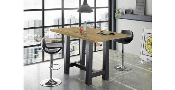 BARTISCH in Holzwerkstoff 120/70/105 cm - Eichefarben/Schwarz, KONVENTIONELL, Holzwerkstoff (120/70/105cm) - Carryhome