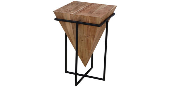 BEISTELLTISCH 41/41/66 cm Akazie massiv Naturfarben, Schwarz quadratisch  - Schwarz/Naturfarben, Trend, Holz/Metall (41/41/66cm) - Ambia Home