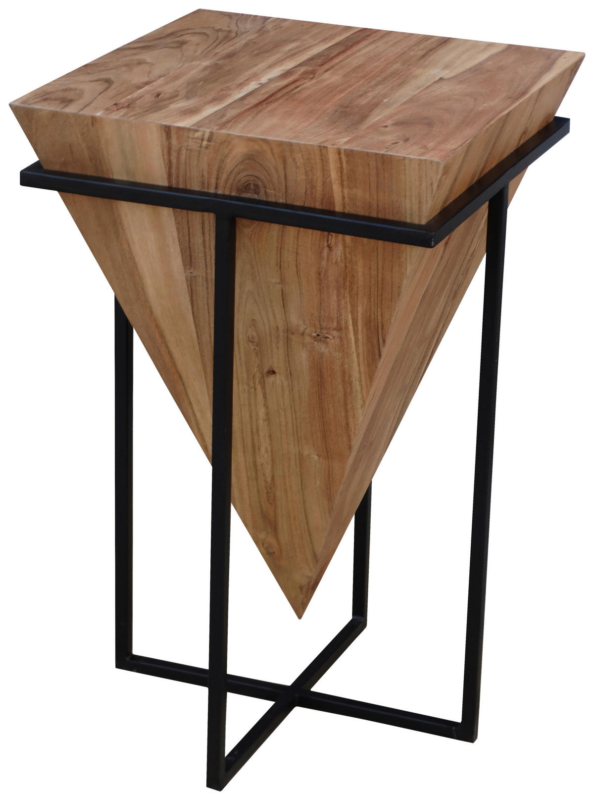 BEISTELLTISCH 41/41/66 cm Akazie massiv Naturfarben, Schwarz quadratisch  - Schwarz/Naturfarben, Trend, Holz/Metall (41/41/66cm) - Ambia Home