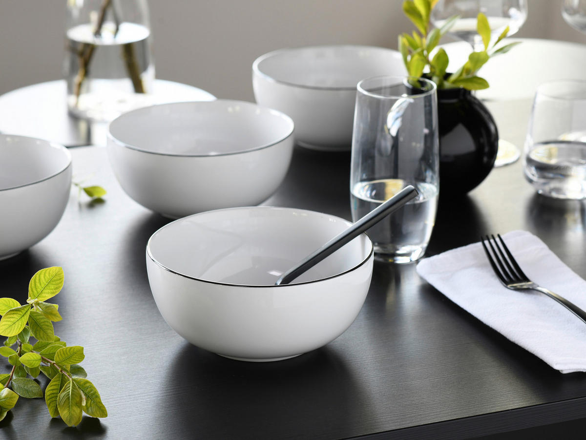 SKÅLSET 4 delar Allround Black Line   - vit/svart, Design, keramik - Creatable