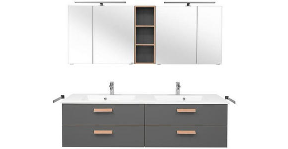 BADEZIMMER in 185 cm - Eichefarben/Eiche Artisan, KONVENTIONELL, Glas/Holz (185cm) - Dieter Knoll
