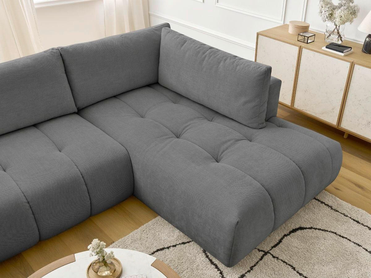 WOHNLANDSCHAFT  FUJI  Dunkelgrau Leinenoptik  - Dunkelgrau/Schwarz, MODERN, Kunststoff/Textil (160/377/204cm)