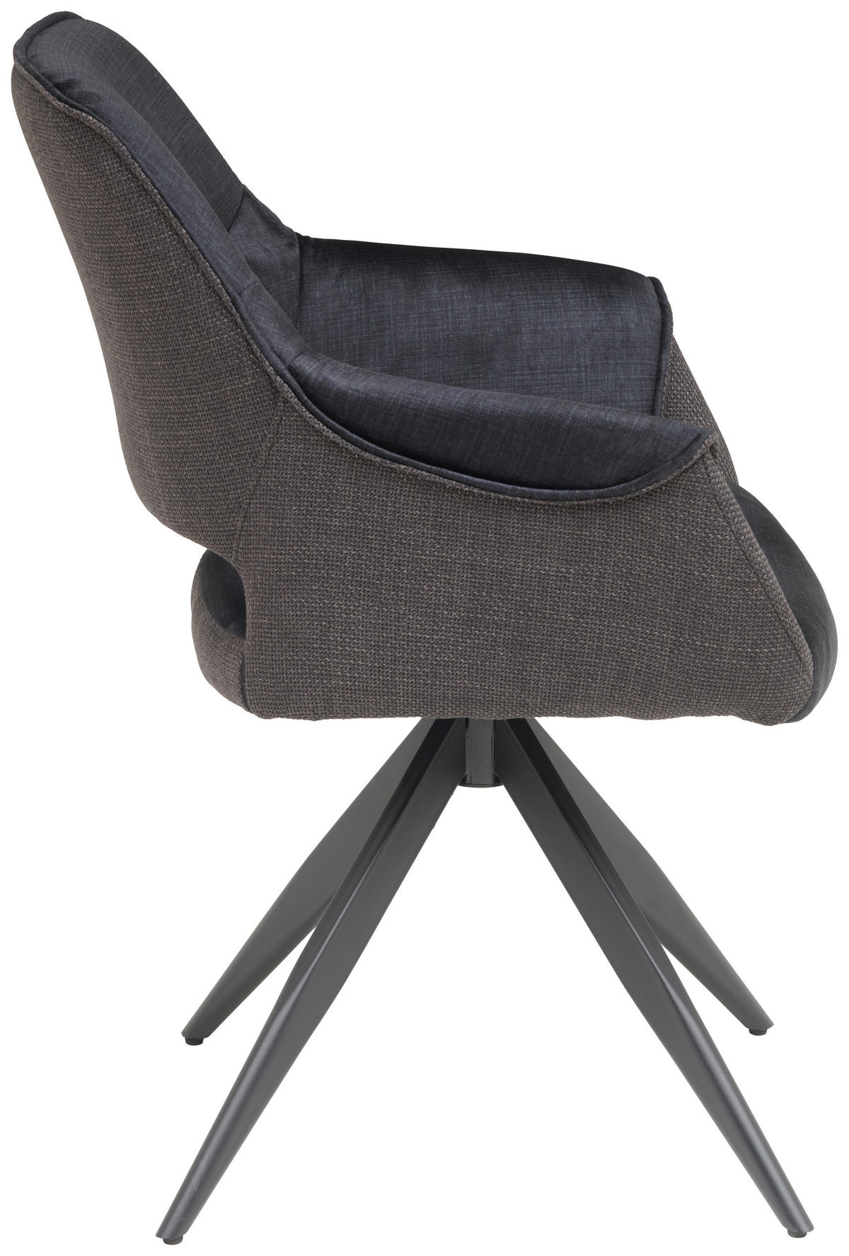 ARMLEHNSTUHL  in Eisen Samt, Webstoff  - Dunkelgrau/Schwarz, KONVENTIONELL, Textil/Metall (62/86/64cm) - MID.YOU