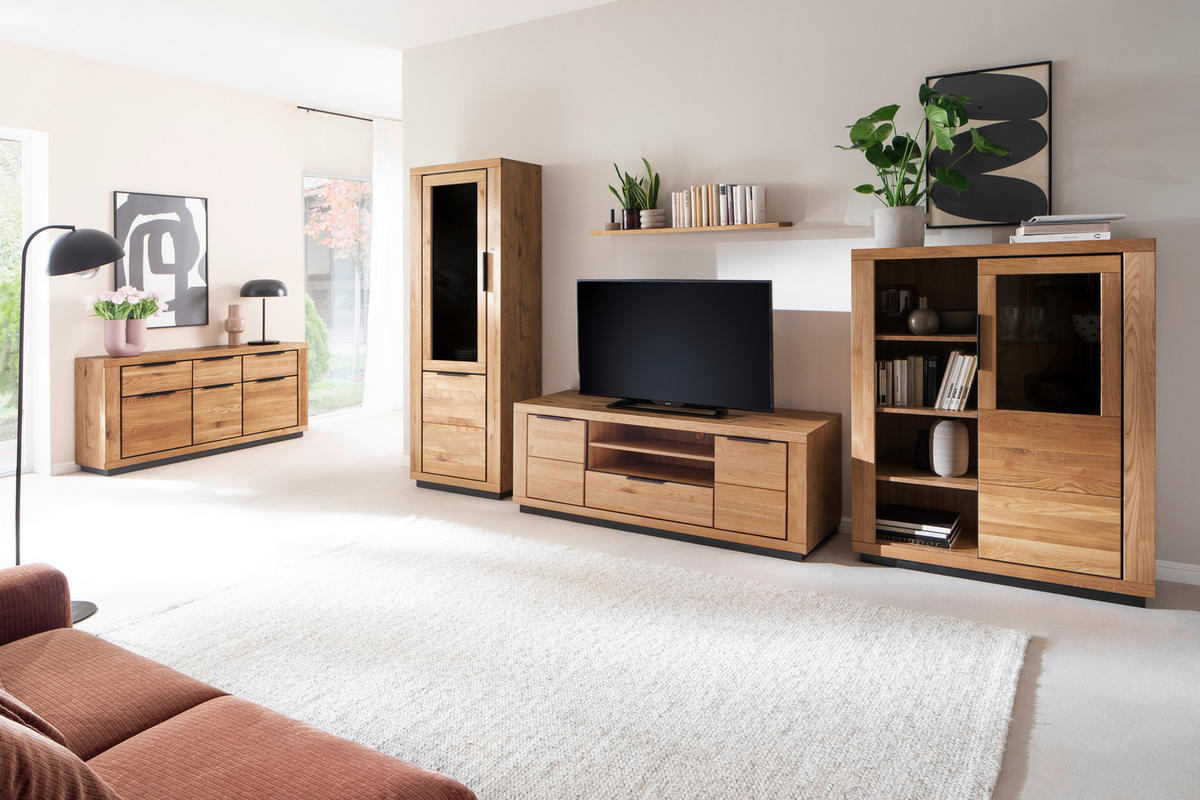 Sideboard Greno T02 163/80/40 cm  - Wildeiche/Schwarz, Design, Holz/Holzwerkstoff (163/80/40cm) - MID.YOU