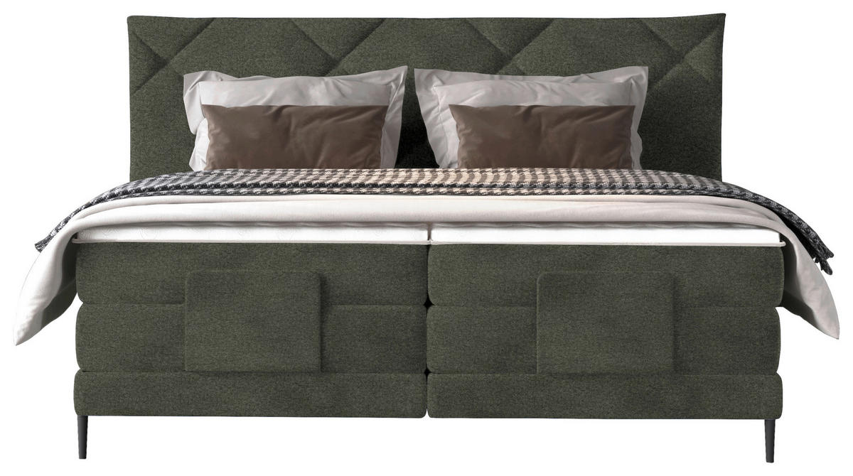 BOXSPRINGBETT 160/200 cm  in Olivgrün  - Schwarz/Olivgrün, KONVENTIONELL, Textil/Metall (160/200cm) - Esposa