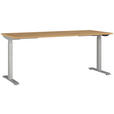 SCHREIBTISCH 180/80/72-118 cm  in Silberfarben, Eichefarben, Braun  - Eichefarben/Silberfarben, MODERN, Holzwerkstoff/Metall (180/80/72-118cm) - Novel