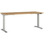 SCHREIBTISCH 180/80/72-118 cm  in Silberfarben, Eichefarben, Braun  - Eichefarben/Silberfarben, MODERN, Holzwerkstoff/Metall (180/80/72-118cm) - Novel