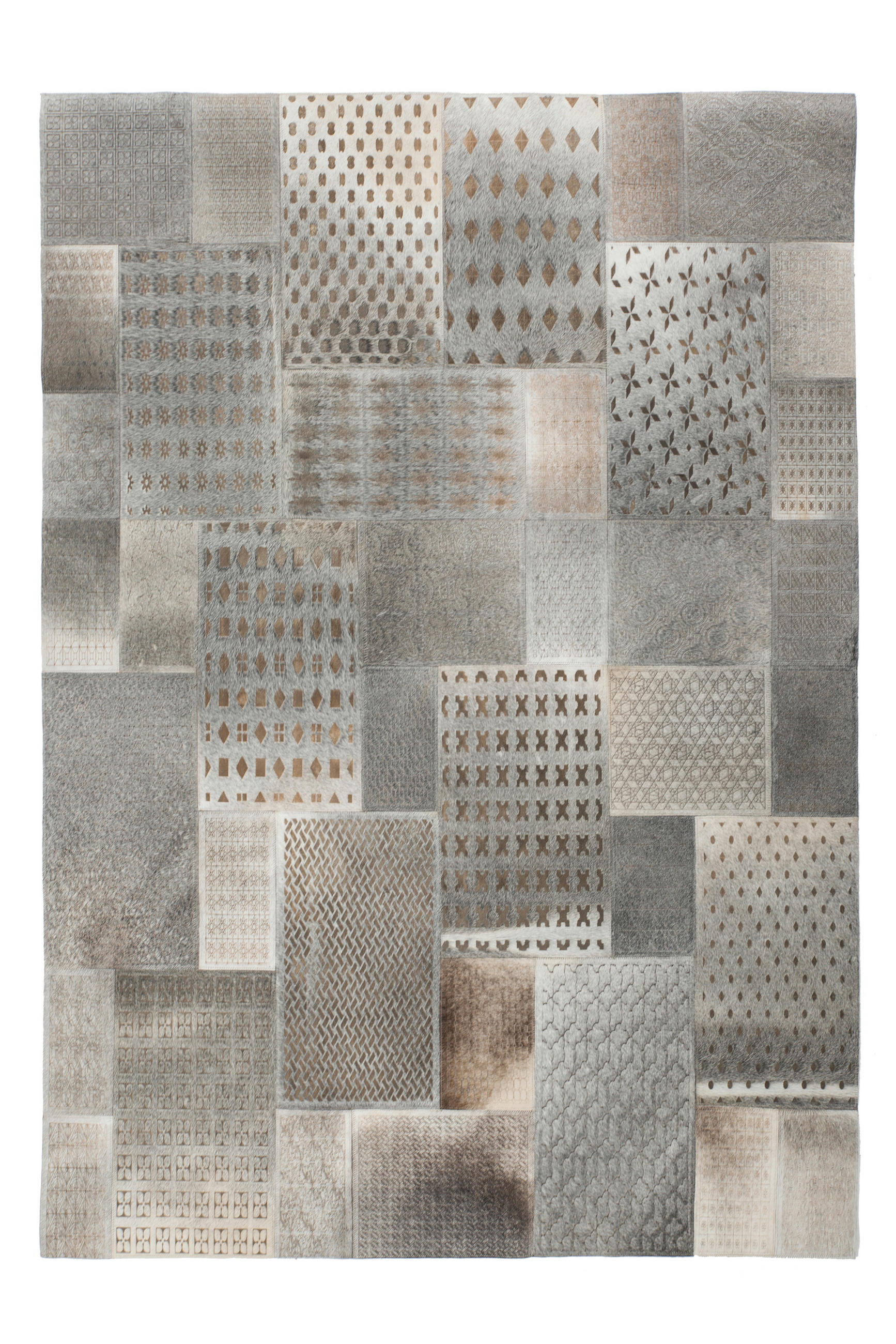 FLATVÄVD MATTA 120/170 cm  - silver/grå, Basics, läder (120/170cm) - Kayoom