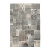 FLATVÄVD MATTA 120/170 cm  - silver/grå, Basics, läder (120/170cm) - Kayoom