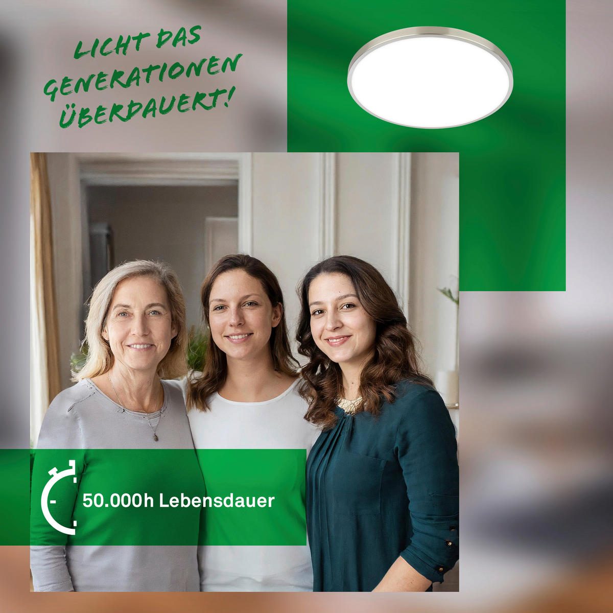 LED-DECKENLEUCHTE Kaida 33/6 cm   - Nickelfarben, Basics, Kunststoff/Metall (33/6cm)